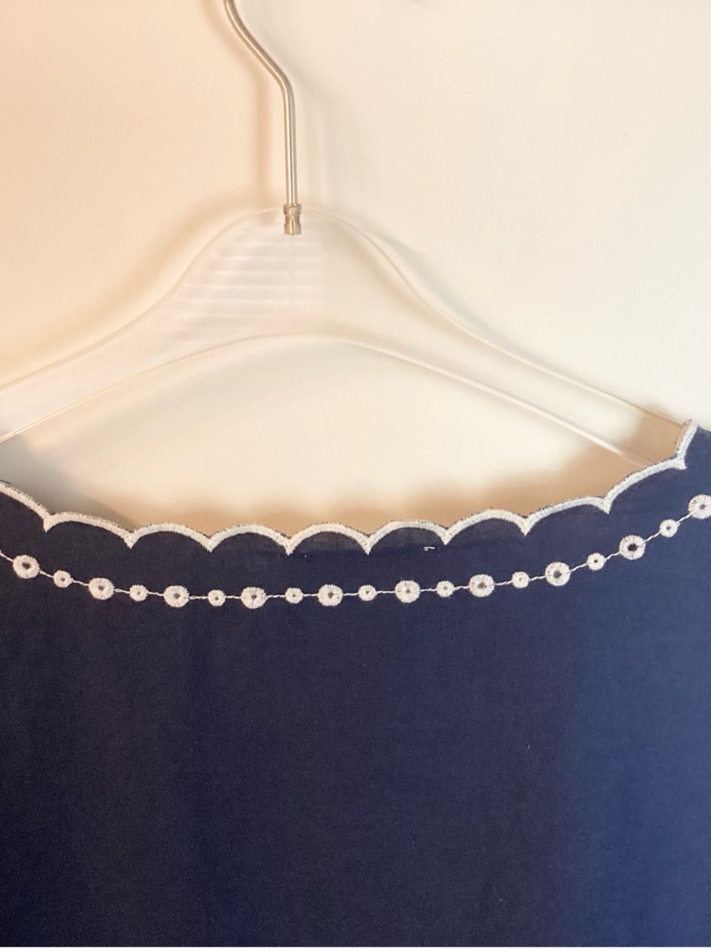 Calypso St. Barth Linen Blend Embroidered Tunic with Scalloped Trim - Blue - 2X - Picture 7 of 9